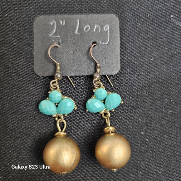 Large Turquoise Flower Ring with earings - Picture 4 of 9